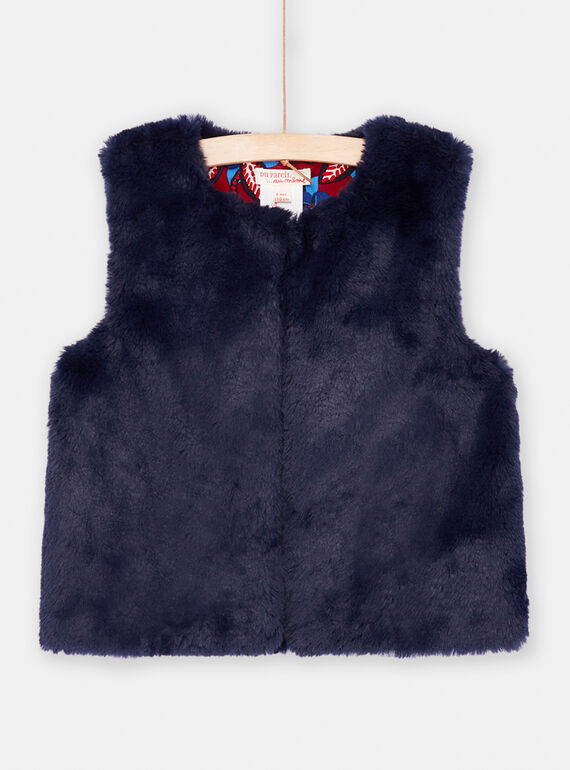 Cardigan bleu nuit réversible fille SAFORCAR1 / 23W901K1CARC205