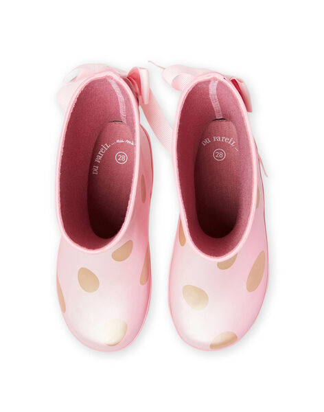 Bottes de pluie roses à pois dorés enfant fille MAPLUIPOIS / 21XK3514D0C321
