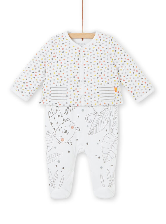 Ensemble gilet et salopette imprimé  naissance mixte LOU1ENS6 / 21SF05H2ENS000