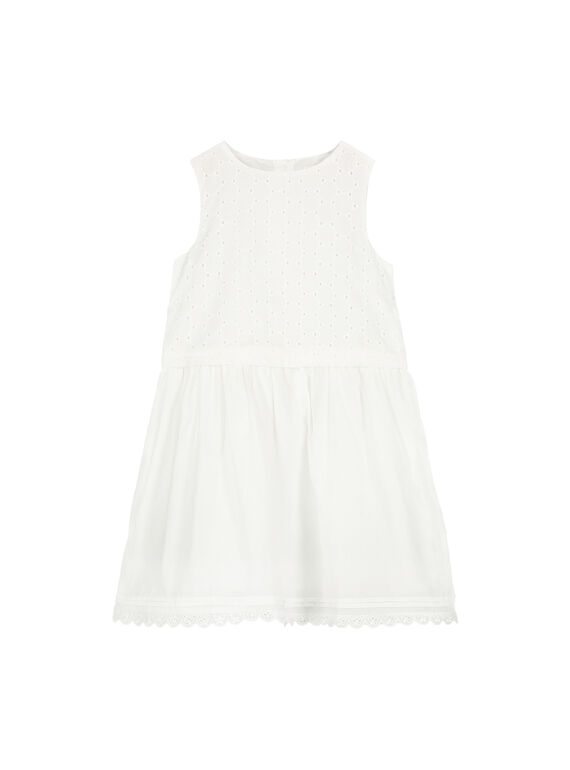 Robe blanche en coton fille FAROROB3 / 19S901S3ROB001