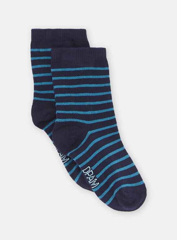 Chaussettes bleues à imprimé à rayures bébé garçon SYUJOCHOR3 / 23WI10B1SOQ622
