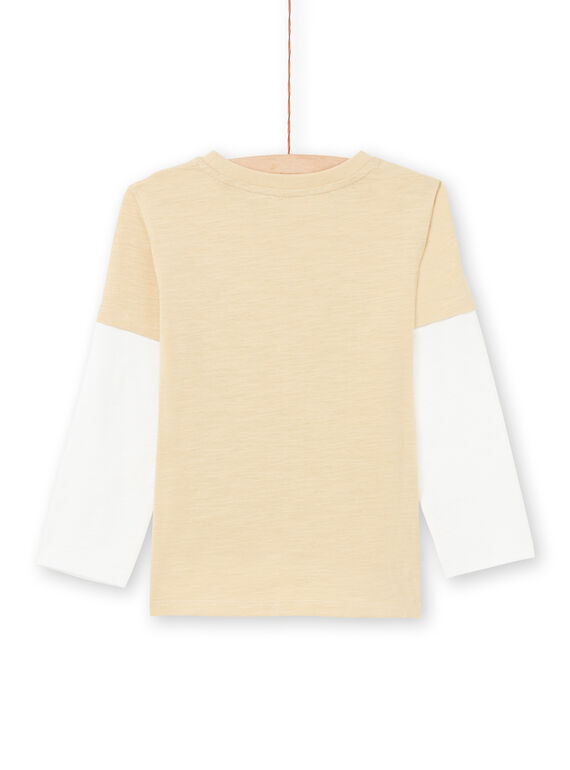 T-shirt manches longues beige et écru à motifs fantasie enfant garçon MOCOTEE1 / 21W902L1TMLA006