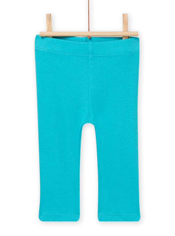 Legging stretch rib bleu turquoise bébé fille NYIJOLEG2 / 22SI0963CAL202