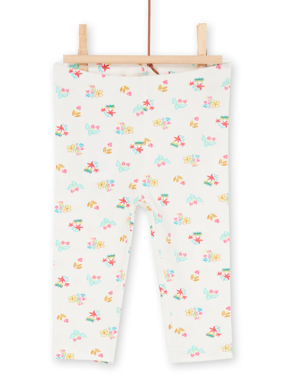 Legging écru imprimé fleuri coloré bébé fille LYIVERLEG / 21SI09Q1CAL001