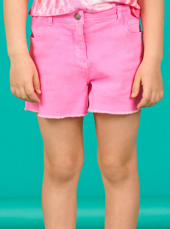 Short en acid wash rose fluo  LABONSHORT1 / 21S901W2SHOD311