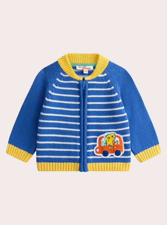 Gilet à rayures bleu pour bébé garçon WUFIGIL1 / 25SG1054GILC233