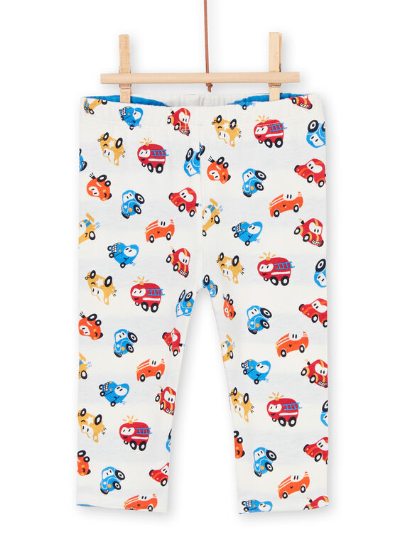 Legging réversible imprimé voitures et rayures bébé garçon LUHAPAN2 / 21SG10X2PAN001