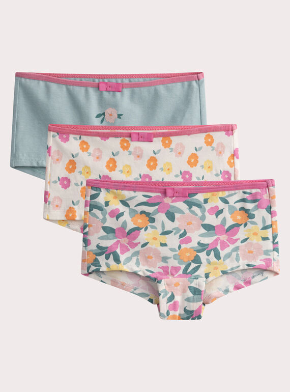 Shorty fleurs lot de 3 pour enfant fille  WEFAHOTFLO / 25SH11C3SHY001