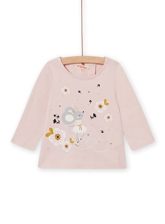 T-shirt rose à motifs souris fantaisie bébé fille MIHITEE / 21WG09U1TMLD328
