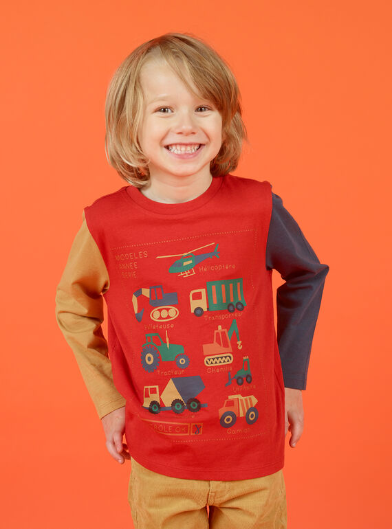T-shirt rouge et orange enfant garçon MOCOTEE4 / 21W902L3TMLF521