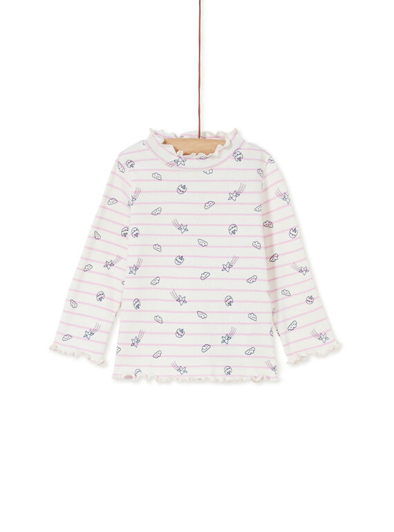 Sous-pull à côtes rayures violettes bébé fille KIBOSOUP / 20WG09N1SPL001