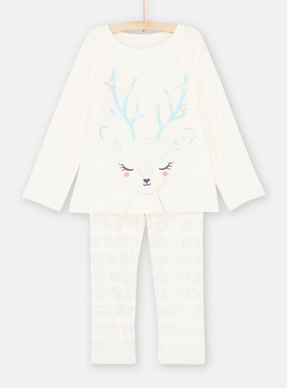 Pyjama ecru fantaisie argenté pour enfant fille SEFAPYJSTA / 23WH1154PYJ001