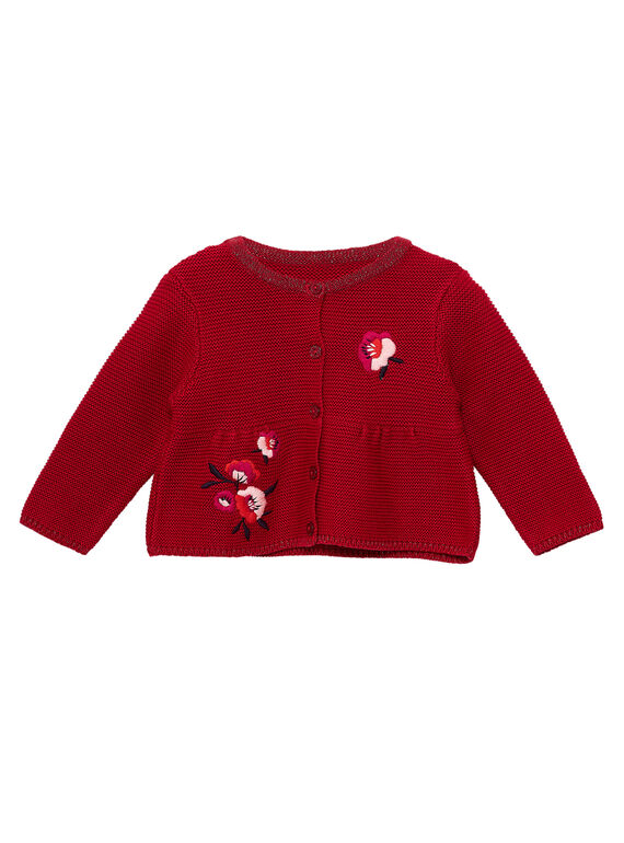Cardigan brodé en point mousse bébé fille JIVICAR / 20SG09D1CAR330