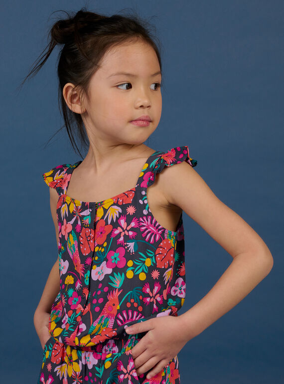 Combishort à imprimé fleuri bleue enfant fille NAWACOMB / 22S901V1CBLC211