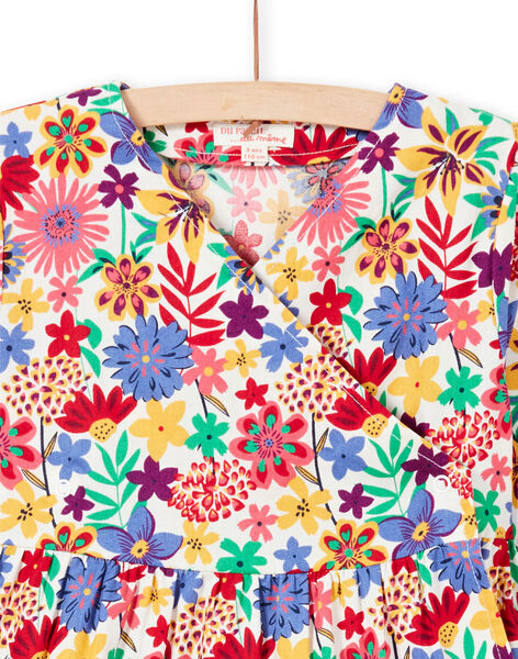 Robe kimono imprimé fleuri coloré enfant fille MAMIXROB2 / 21W901J3ROB009