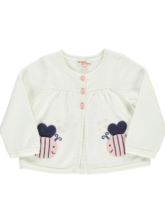 Gilet en maille de coton bébé fille CIDECAR2 / 18SG09F2CAR001