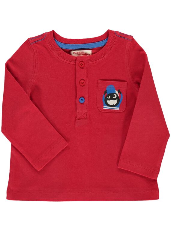 Tee-shirt manches longues rouge bébé garçon DUJOTUN1 / 18WG1031TMLF508