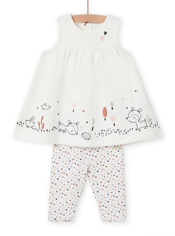 Ensemble robe et legging motif fantaisie naissance fille MOU1ENS6 / 21WF0342ENS001
