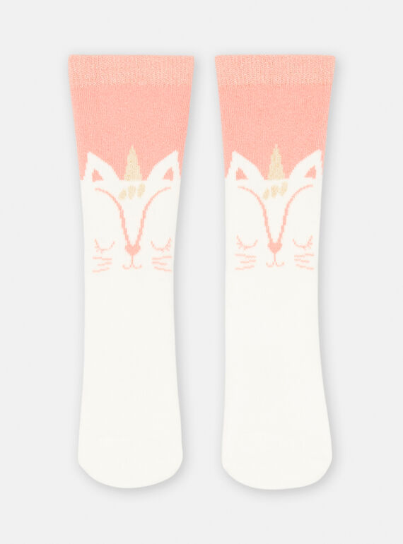 Chaussette saumon motif chat pour fille SYADUCHO / 23WI01N1SOQ401
