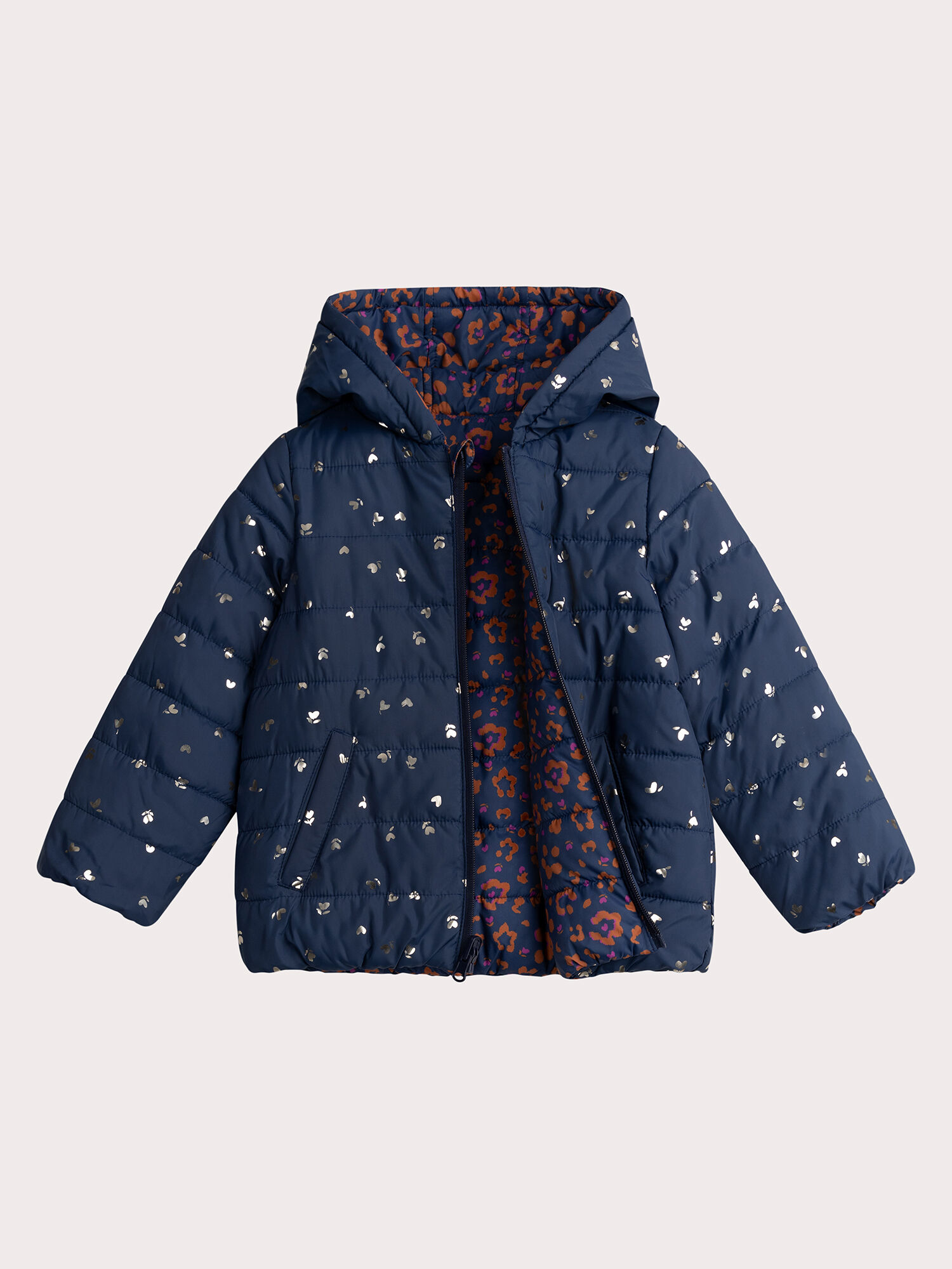 Doudoune a capuche marine reversible pour fille Manteau Blouson Veste DPAM