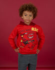 Sweat-shirt à capuche rouge motif dinosaure enfant garçon MOFUNSWE / 21W902M1SWEF505
