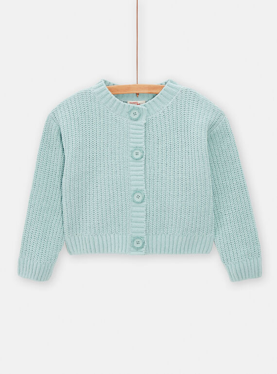 Cardigan en maille turquoise pale pour fille TAJOCAR3 / 24S90181CAR203