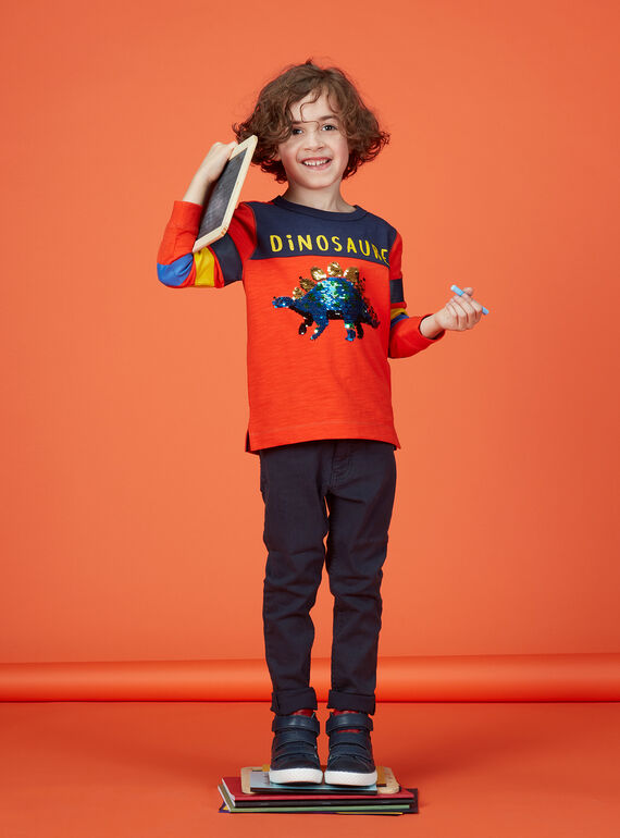 Tee shirt rouge et bleu manches longues enfant garçon. KORETEE3 / 20W902G2TMLF527