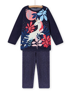 Ensemble pyjama en velours motif phosphorescent enfant fille MEFAPYJORN / 21WH1181PYJ070