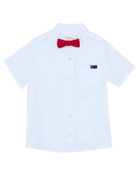 Chemise Unie Blanche Manches Courtes Et Nœud Papillon Rouge Garcon Achat En Ligne Polo Chemise Dpam