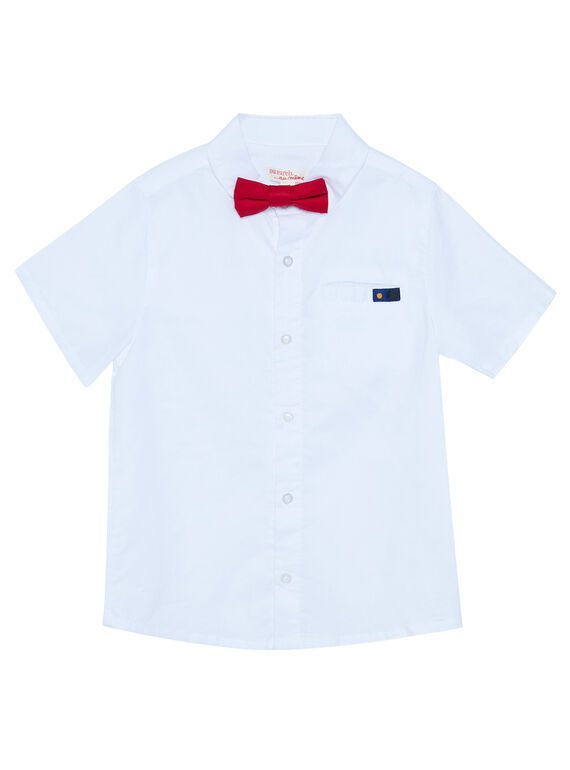 Chemise unie blanche manches courtes et nœud papillon rouge garçon JOWESHIRT / 20S90292CHM000