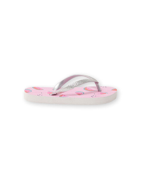 Tongs roses à rayures imprimé pastèque fille LFTONGFRUIT / 21KK3562D01000