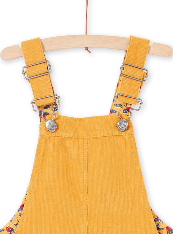 Robe salopette jaune moutarde en velours enfant fille MAMIXROB4 / 21W901J4ROBB106