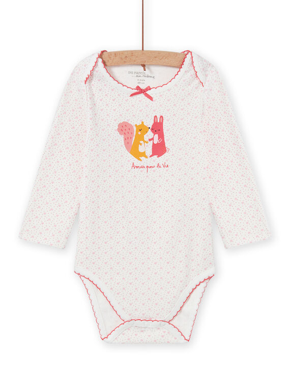 Body blanc à pois motif animaux bébé fille MEFIBODAMI / 21WH13C5BDL001