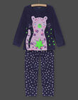 Ensemble pyjama phosphorescent motif léopard fantaisie en velours enfant fille MEFAPYJSTA / 21WH1192PYJC202