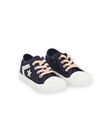 Basket à lacet et zip fille en toile bleue RATOILSTAR / 23KK3573D16070