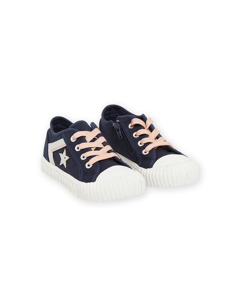 Basket à lacet et zip fille en toile bleue RATOILSTAR / 23KK3573D16070