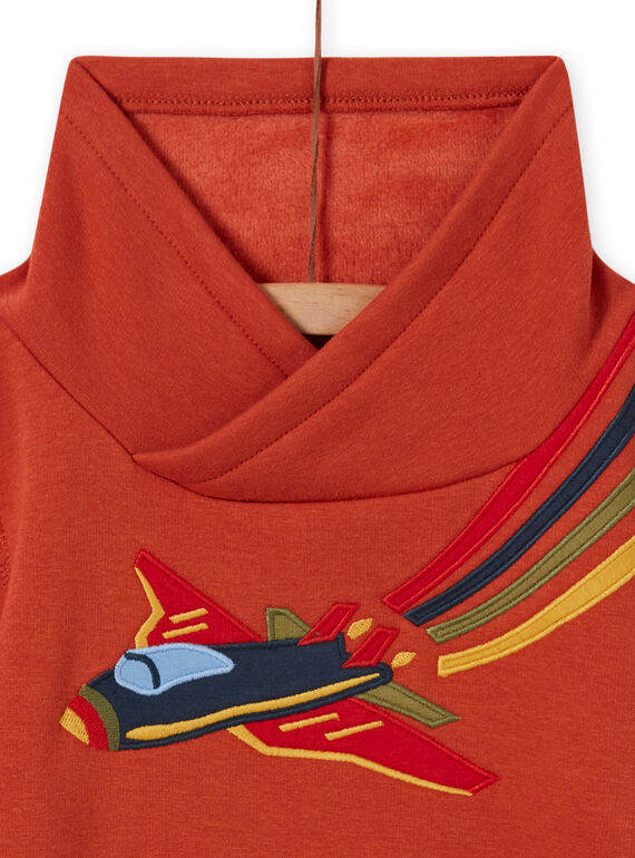 Sweat-shirt orange motif avion coloré enfant garçon MOCOSWE / 21W902L1SWE408