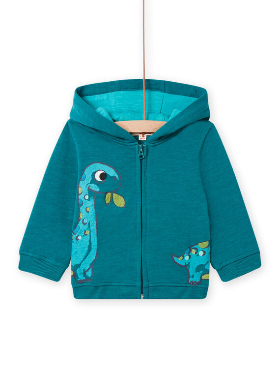Gilet bleu canard motif dinosaure bébé garçon NUGAGIL / 22SG10O1GIL714