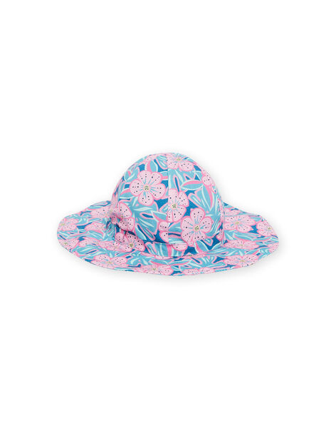 Chapeau bleu pétrole à imprimé fleuri bébé fille NYIFICCHA / 22SI09C4CHA215