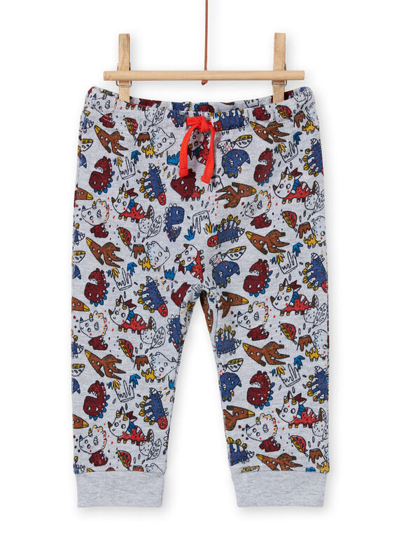 Pantalon gris chiné à imprimé dinosaure bébé garçon MUPAPAN1 / 21WG10H2PAN943
