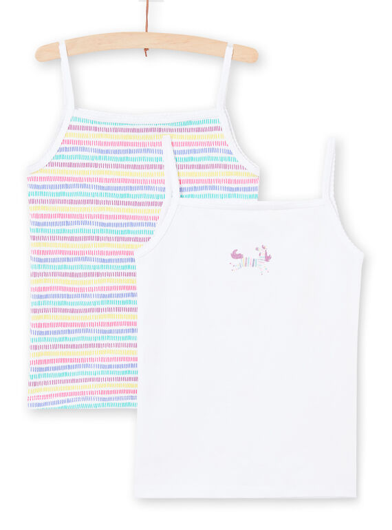 Lot de 2 débardeurs blanc et multicolore assortis enfant fille MEFADELIC / 21WH11B1HLI000