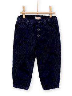 Pantalon en velours bleu marine avec bretelles bébé garçon KUNOPAN2 / 20WG10Q1PAN070