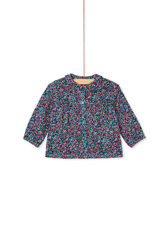 Blouse turquoise imprimé fleurs bébé fille KIBRIBLOU / 20WG09F1CHEC217