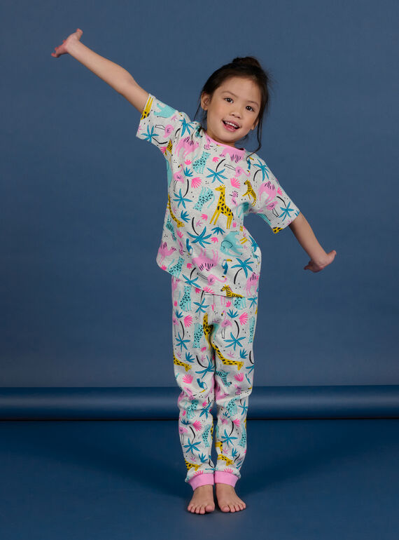 Ensemble pyjama écru chiné enfant fille NEFAPYJSAF / 22SH11H3PYJ006