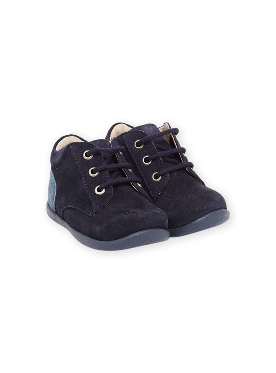 Bottillons bicolore en croûte de cuir bleu PUBOTIBICO / 22XK3875D0F070