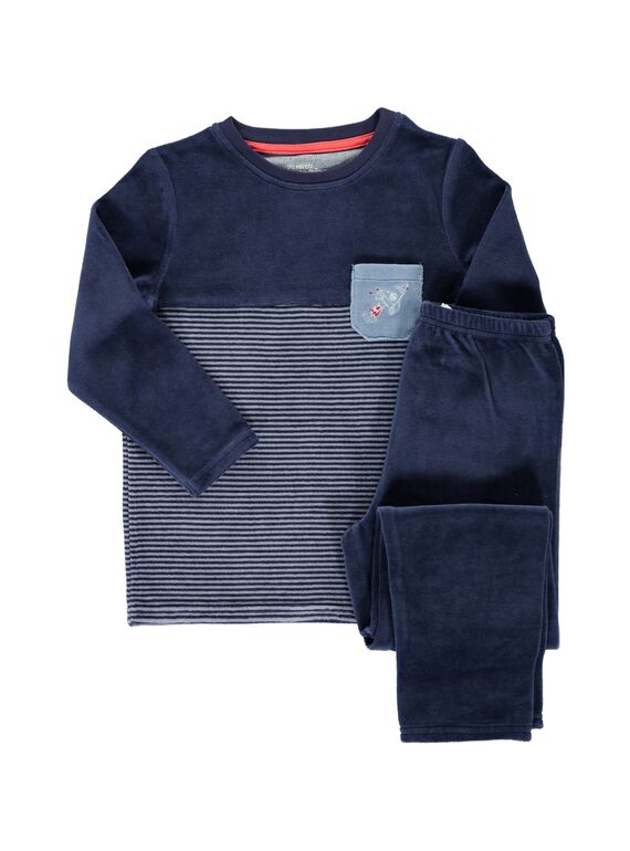 Pyjama en velours garçon BGPYJBICO / 17WH12K9PYJ070