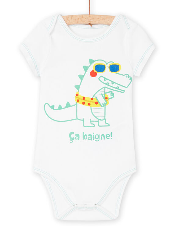 Body blanc en coton biologique à motif crocodile fantaisie REGABODCRO / 23SH1418BDL000