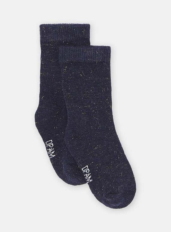 Chaussettes brillantes bleu marine bébé fille SYIJOSOQLU2 / 23WI09B6SOQ070