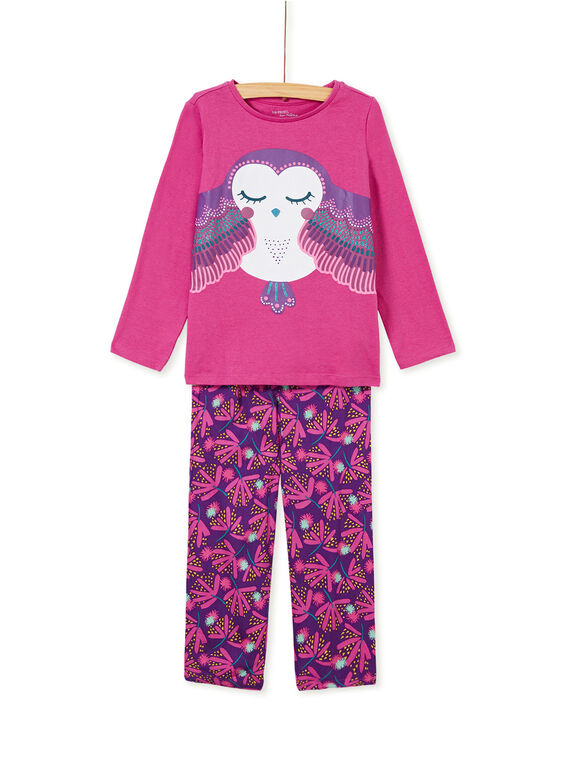 Pyjama enfant fille motif chouette KEFAPYJVIS / 20WH11B1PYJ712