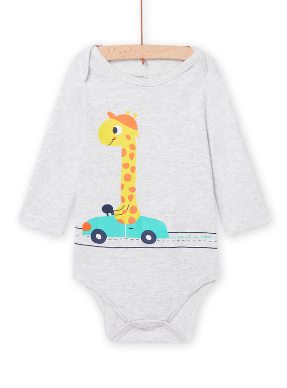 Body gris chiné motif giraffe fantaisie bébé garçon NEGABODGIF / 22SH14I5BDLJ920